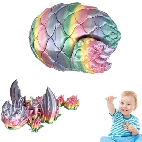-gedrucktes Drachenei, Zappeldrachen in einem Ei - -gedrucktes Drachenei-Schreibtischspielzeug - Gelenkiger Zappeldrache für Erwachsene, Drachenzappelspielzeug mit Drachen im Inneren für den Heima