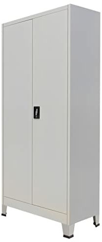 Büroschrank mit 2 Türen Stahl 90x40x180 cm Grau,Multifunktionales Büroregal aus Stahl mit verstellbaren Böden für Aktenaufbewahrung Aktenschränke, Schränke