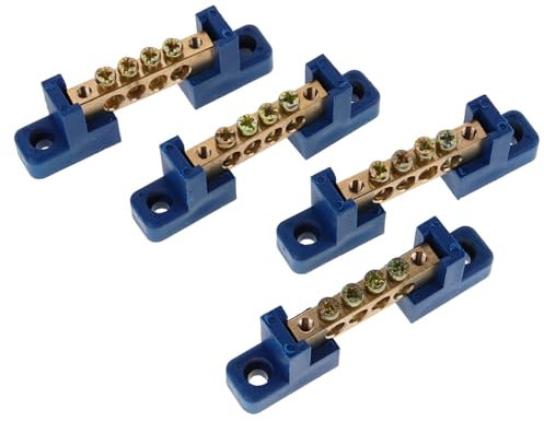 HOMSFOU 4 morsetti di collegamento in rame, morsetto di serie per installazione elettrica, guida di messa a terra, terminale, striscia di rame per scatola di distribuzione