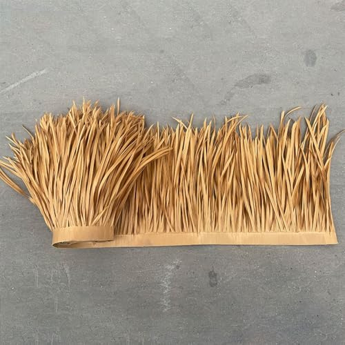 HAEKEBC 100cm 200cm 300cm 1000cm Toiture De Chaume Tuile De Chaume Artificielle Chaume De Palmier Synthétique Chaume De Toit Pare-Soleil Extérieur pour Décor De Fête De Cabane De Bar(5m/16.4ft)