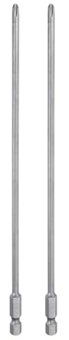 QUARKZMAN 2 Embouts de Tournevis Cruciforme Phillips 2 Ph2 en Acier S2 | avec Tige Hexagonale de 6,35 mm de Longueur 200 mm, Magnétique pour Tournevis Électrique 4 mm de Diamètre de Tige