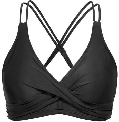 Rayson Bikini Top Push up Classico Imbottito Reggiseni a Triangolo a Fascia Colore Solido Parte Alta del Bikini Donna(Nero,M)