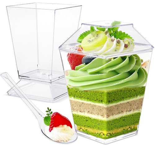 30pcs Coppette Gelato Plastica, 160ml Bicchierini Finger Food Riutilizzabili, Tazze Bicchieri da Dessert, Monoporzione per Dolci, Ciotoline per Aperitivo peril Gelato, Budino, Mousse (160ml-30pcs)