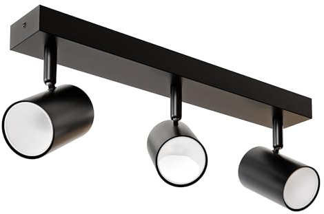 LED 3-fach Deckenleuchte, Dreh- und Neigbarer Deckenspot, GU10 Wandspot (Ohne Leuchtmittel), Retro/Vintage Deckenlampe 230V, Weiß für Wohnzimmer, Schlafzimmer, Küche (Schwarz, 3-fach)