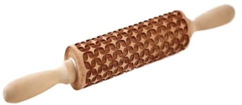 XIUsheUA Mattarello in Legno con incisioni Profonde, Motivo Biscotti in Rilievo, Monete antiche, 35 x 4,5 cm, for la Cottura di mattarelli 3D. per Cucina, Cottura