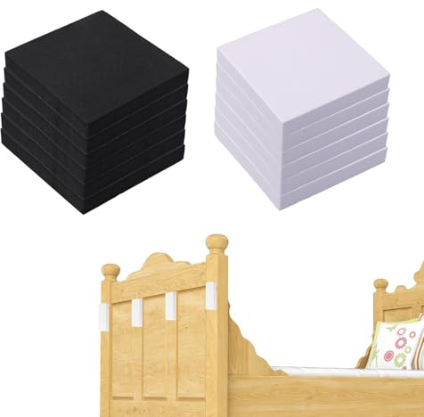 lasuroa 12st Sänggavelstoppare för Vägg, 6x6x1cm EVA-Skum Möbeldynor Sänggavelväggskydd Skakskydd Sängbullerstoppare för Möbelskydd (Vit, Svart)
