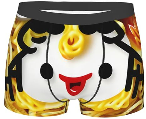 Evengigy Sous-vêtement pour homme avec imprimé coquetier nouilles ramen - Cadeau amusant personnalisé pour homme, Noir , S
