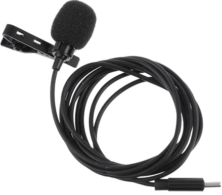 LOLIPPYY Micrófono Profesional USB Tipo C Clip Lavalier Negro, Diseño Omnidireccional 360 Grados y Reducción de Ruido para Móvil y Grabación