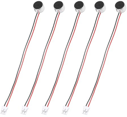 sourcing map 10 microfoni electret a condensatore, 9,7 mm di diametro, mini condensatore a elettrete con cavi da 100 mm, 50 dB per audio, nero