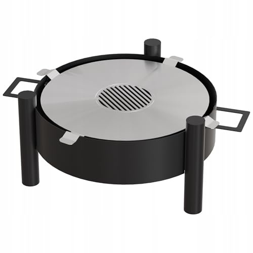 Braciere KRATKI ROTONDO – braciere rotondo in acciaio con griglia – braciere da giardino multifunzionale per grigliate e uso esterno