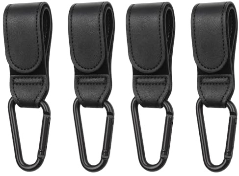 Kinderwagen Haken, 4 Stück Wickeltasche haken kinderwagen, kinderwagenhaken, Aluminium Schnallen Leder