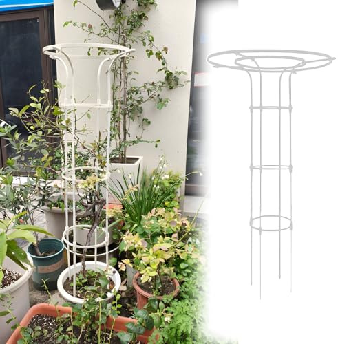 Rankhilfe für Kletterpflanzen, verstellbar, weiß, 1,4 m, für Tomaten, Gurken, Rosen, Clematis, Pflanzenstützstruktur