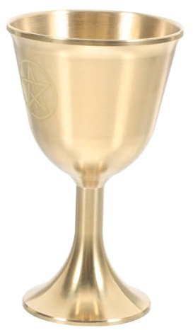 Anneome Copa Ritual de Cobre Dorado Pentagrama Vintage para Ceremonias y Oraciones, Cáliz Wiccan Elegante Toque Místico y Decoración Única Hogar
