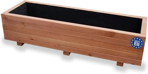 alfalux Hochbeet 120 x 40 x 30H cm mit 2X Wasserablauf Blumenkasten aus Holz Pflanzkübel Garten Balkon Terrasse Pflanzkasten Nuss Braun AB120KAN4030NU