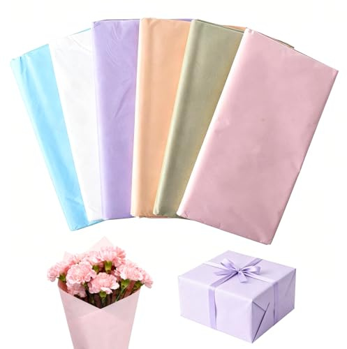 Alyxen 120 Seidenpapiers, Seidenpapier 50x70, Seidenpapier Verpackungsmaterial, Geschenkpapier für Weihnachten, Geburtstag, DIY Bastelprojekte, Blumenverpackung (6 Farben)