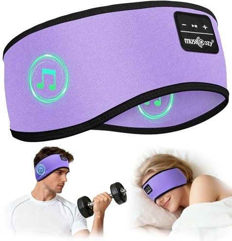 MUSICOZY Sleep Headphones Cooling Headband Headphones Bamboo Cotton | Comfortable Wireless Headphones W/ Ultra-Thin Speakers & 16Hrs Battery. Perfect For Side Sleepers, Yoga, Travel & Relaxation