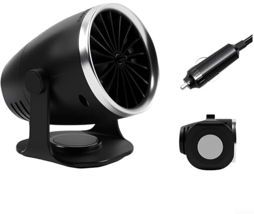 ZYNCUE Car Heater 12 V Heizung und Kühlung mit 360° Drehung für Scheibenentfrostung Entnebelung Abschaltung Schwarz