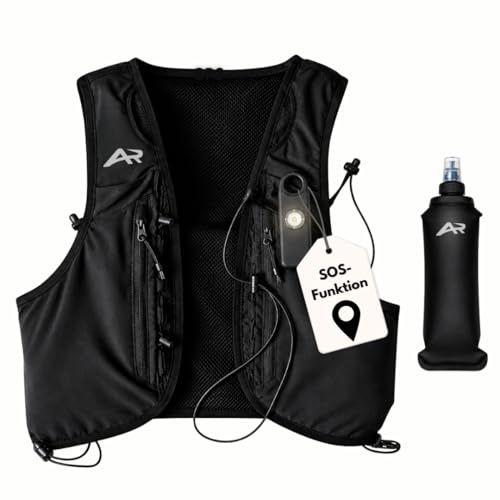 AeroRun Gilet da corsa per uomo e donna con borraccia da 500 ml e luce di allarme, ultraleggero e regolabile, zaino da corsa, ideale per jogging, trail running e ciclismo