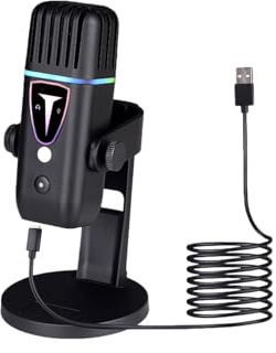 PLCPDM Micrófono de condensador profesional, podcast, cancelación activa de ruido, condensador de transmisión de micrófono USB profesional