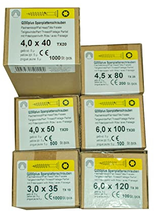 Spanplattenschrauben Sortiment REISSER 20993 Set Q200 plus Torx 2900 Stück Holzschrauben