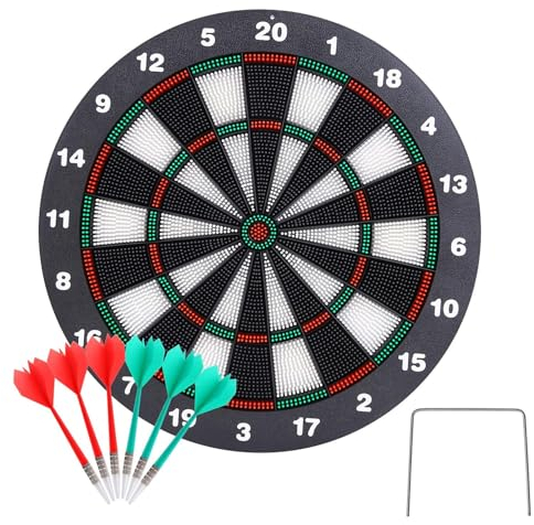 Wuudi Safety dartscheibe für Kinder und Erwachsene, 16,4 Zoll Rubber Dart Board mit 6 Soft Tip Safety Darts Tolles Spiel für den Party-Hausgarten, lustiges Spielzeuggeschenk