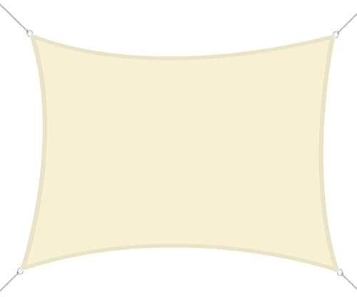 Outsunny Voile d'ombrage rectangulaire 4x6m Toile ombrage extérieur Protection Anti-UV, pour Jardin terrasse extérieur Patio Piscine Balcon, crème