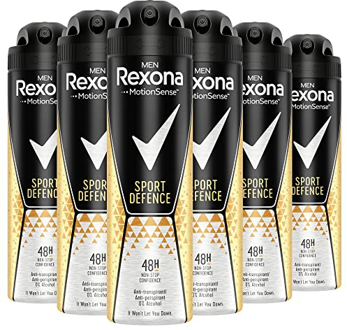 Rexona Men Anti Transpirant Spray Sport Defence Deospray mit 48 Stunden Schutz gegen Körpergeruch und Achselnässe mit Anti-Transpirant-Technologie 6x 150 ml