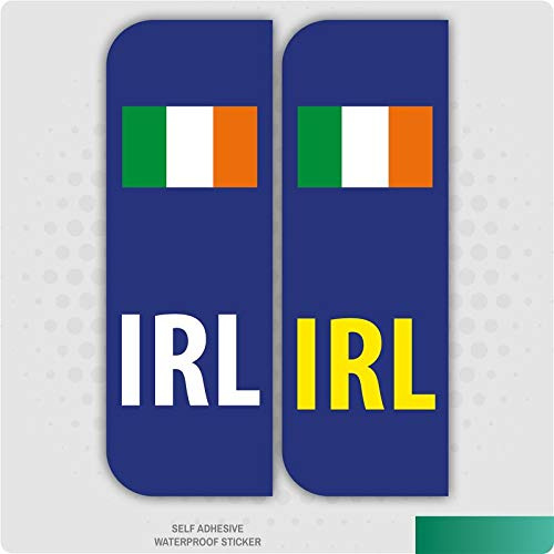 Pack of 2 IRL Flag (Ireland) Car Number Plate Vinyl Stickers 104mm by 35mm
