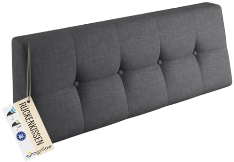 sunnypillow Palettenkissen Outdoor, UV-lichtecht, wasserdicht - Rückenkissen 120x40x20/10cm - Palettenauflage für Palettensofa für Haus, Garten - Palettenpolster für Palettenmöbel - Kissen Anthrazit