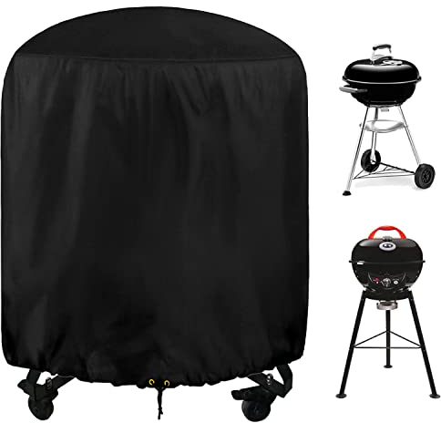RICHIE Round Barbecue Cover, Kettle BBQ Cover 73x71cm Waterproof Heavy Duty 420D Oxford Fabric Round Gas Grill Covers with Drawstring Cord, Outdoor Grill Cover UV Resistant, Windproof & Rip-Proof