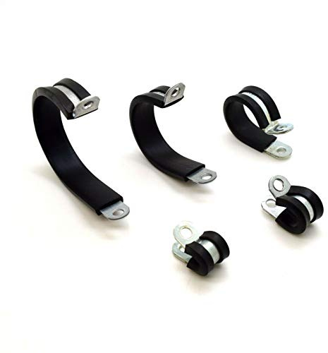 25 x 6 mm W1 Steel Rubber Lined P Clips Wiring Hose Clamp Pipe Cable