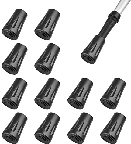 OTraki Gångstav gummispetsar hylsor 12-pack vandringsstavspetsskydd Alpenstock-huvudskydd 11 mm ersättningsfötter gummiändar kepsar för promenadstavar vandringspinnar