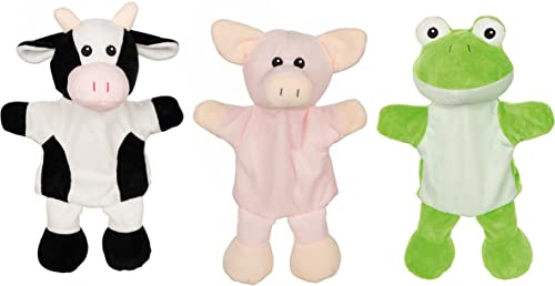 Goki - Handpuppen Kuh Schwein Frosch – Stoff – 50959