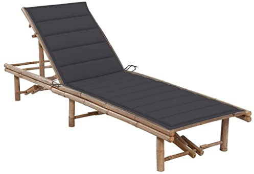 vidaXL Garten Sonnenliege mit Auflage Gartenliege Relaxliege Liege Gartenmöbel Liegestuhl Saunaliege Strandliege Freizeitliege Bambus