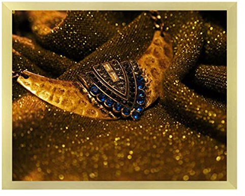 arte-tuo Bilderrahmen Saphir 37,5x98 cm Gold Schliff mit klarem Kunstglas für Poster Puzzle Diamond Painting