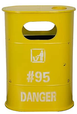 Cubo Basura Bote de Basura Oval Retro Amarillo, Estilo de Basura al Aire Libre de Estilo Industrial Creativo (Size : 48x28x65cm)