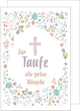 Edition Seidel Premium Glückwunschkarte zur Taufe mit Umschlag. Taufkarte Grusskarte Blüten herzlichen Glückwunsch Junge Mädchen (ET167 SW022)