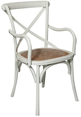 Biscottini Sillas de comedor de madera maciza 89 x 43 x 50 cm - Silla de cocina y salón de ratán - Sillas de madera para exterior e interior - Silla de madera blanca