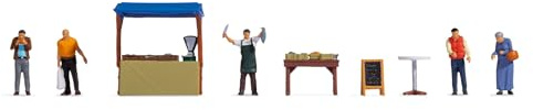 NOCH H0 Figuren-Themenwelt „Fischstand“, Handkoloriert H0 Figurenset Wochenmarkt Zubehör