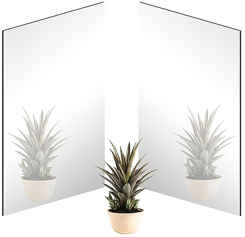 TAIANJI 2 Stück 40x30cm Spiegelfliesen selbstklebend, Fliesenspiegel aus Acryl, Acrylspiegel, Klebespiegel, Spiegelfolie, Wandspiegel-Flexibler Spiegel zum Aufkleben (2,5 mm Dick)