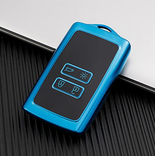 HooRLZ R-enault Schlüsselhülle, Silikon Schlüssel Cover für RENAULT Clio Dacia Espace Master Megane Talisman Scenic Kadjar Schlüsselhülle, 4-Tasten Autoschlüssel Hülle Dacia - Blau | Mit Renault Clio Dacia Espace Master Megane Talisman Scenic Kadjar Silikon Schlüssel Cover,Renault Schlüsselhülle-Blau
