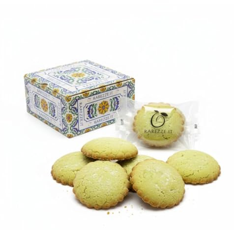 RAREZZE - Fagottini di fragrante pastafrolla ripieni con autentico PISTACCHIO siciliano. Sigillati uno ad uno. Scatola regalo (gr.400). Da antico laboratorio di pasticceria artigianale siciliano