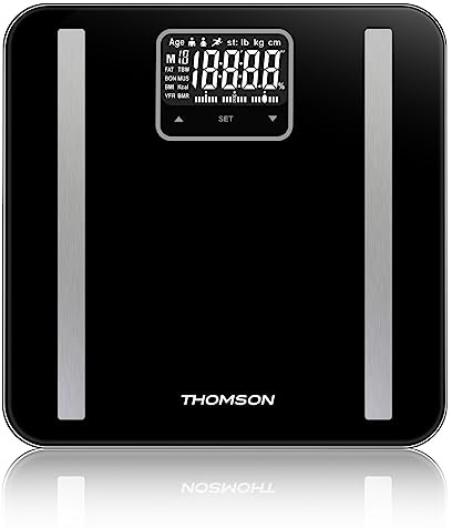 THOMSON bfMASS2 – Balance Pèse-personne intelligente - Poids, Masse grasse/Musculaire/Osseuse, Eau, Indice de graisse viscérale, IMC - Max 180 kg