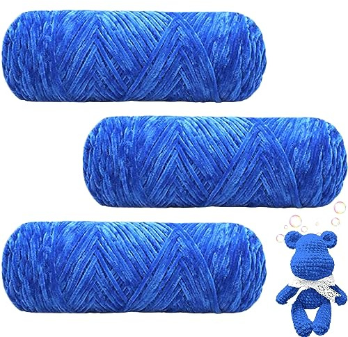 Maxee 300g(3×100g) Samtig Babywolle, Samt Velvet Wolle Chenille Garn, Kuschelweich Chenillegarn, Flauschige Weich Plüschwolle, Häkelgarn Wolle Zum Stricken & Häkeln-13