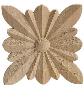 Träsnidade Hörndekaler Vintage Trä Applikation Onlay Trä Hantverk Blommigt Runt Trä Tillbehör Dekoration Dekal Hörnfönster F37-6