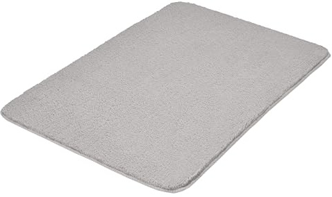 Kleine Wolke Badteppich Marco Silbergrau 60 x 90 cm | Rutschhemmende Unterseite, für Fußbodenheizung, maschinenwaschbar, 100% Polyester