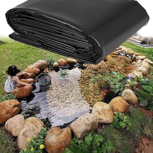 MISKYN Teichfolie,Gartenteich Teichplane,Große Fischteichfolie,Schwarze Folie Garten,Teichfolie 3X3m,Baufolie Extra Stark,Für Fischteiche,Brunnen,Wassergarten Und Wasserfall,8 * 9m