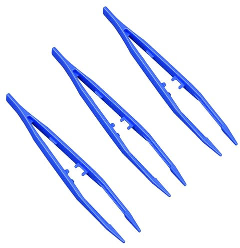 HAICN 3Pcs Reptile Feeding Tweezers Plastic Anti-Slip Tweezers Reptile Feeding Tongs Blue