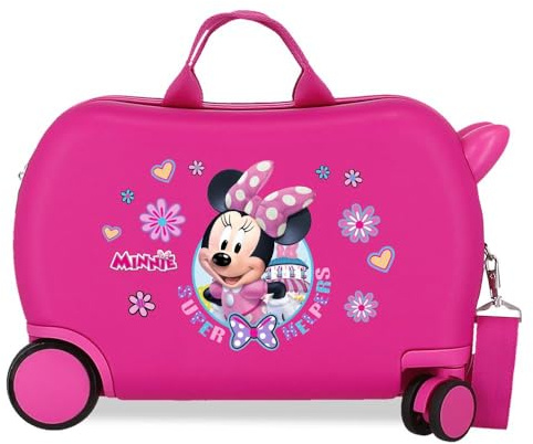 Disney Joumma Minnie-Helper-Kabinenkoffer, Kinderkoffer, aus ABS, einem robusten Material, Vier multidirektionale Doppelrollen, seitlicher Kombinationsverschluss, Fuchsia, Kinderkoffer