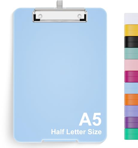 Hnogri Porte-bloc A5 avec rangement, Planches à pince pliables pour infirmières, Planches à pince pliables en plastique, Fournitures de bureau, menu pour le travail, Blue